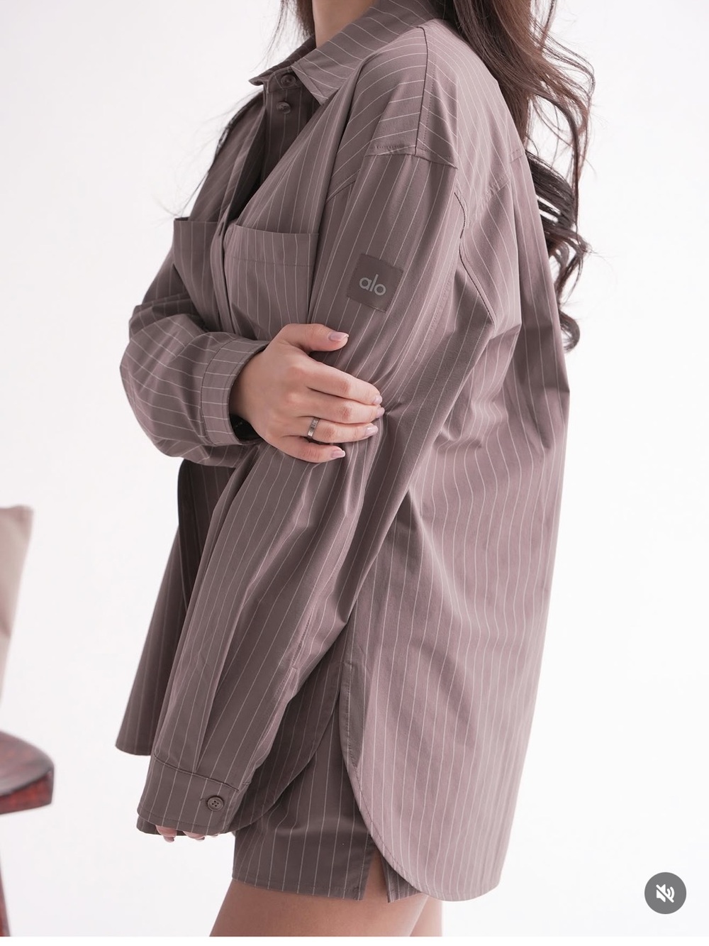 (M) SET - ALO Yoga Pinstripe daylight SET! Moshroom & ivory